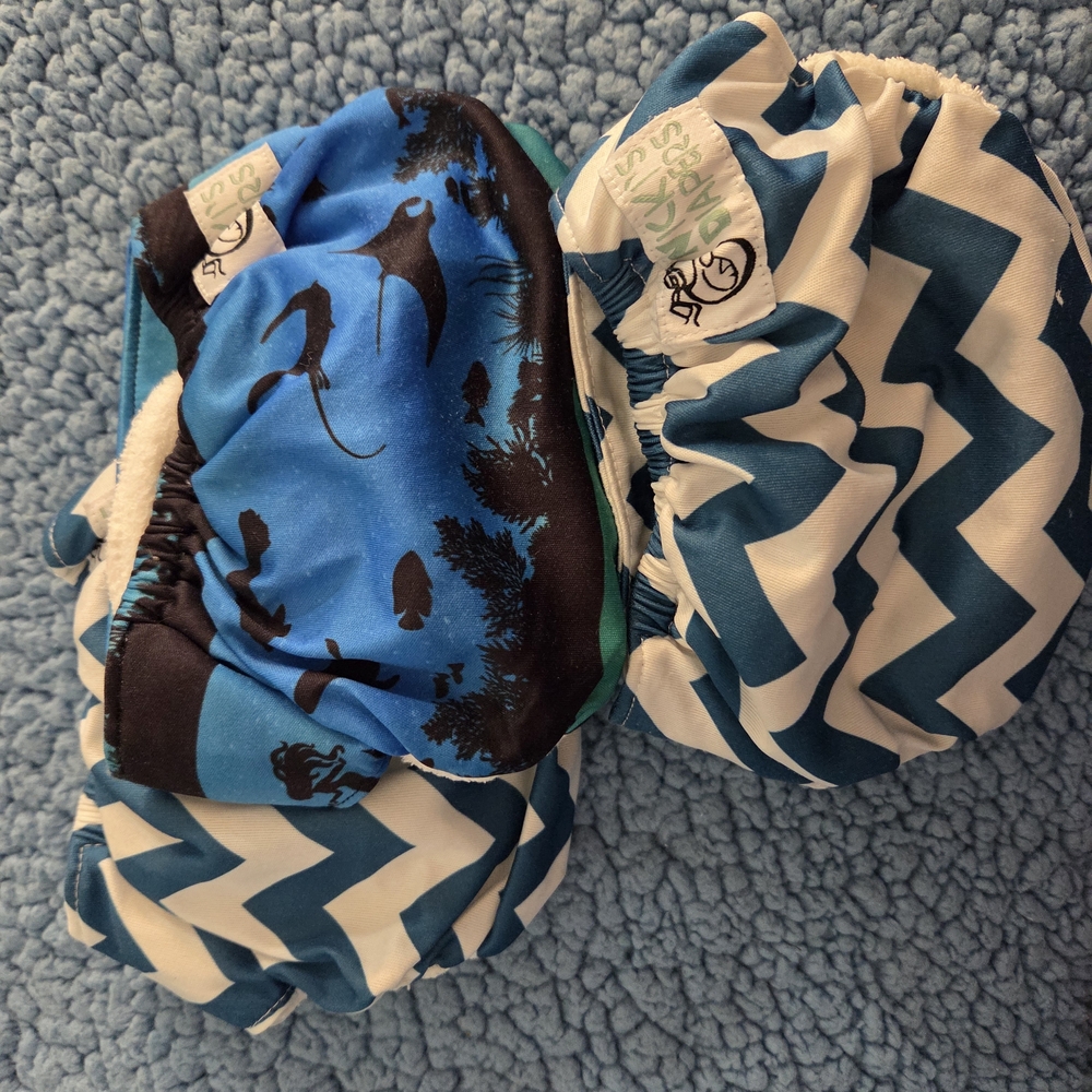 Blue and Black Kids Cloth Diapers Very Clean